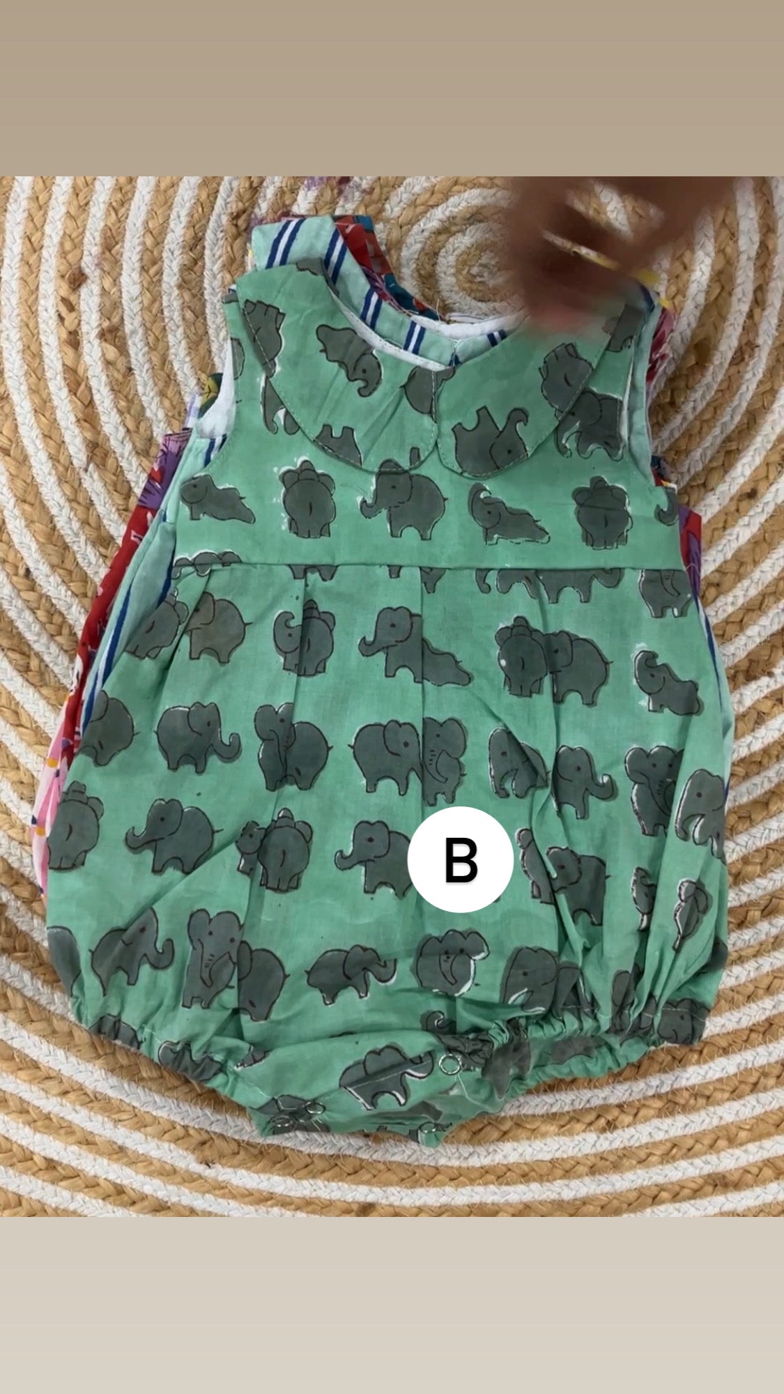 Block print romper- girls