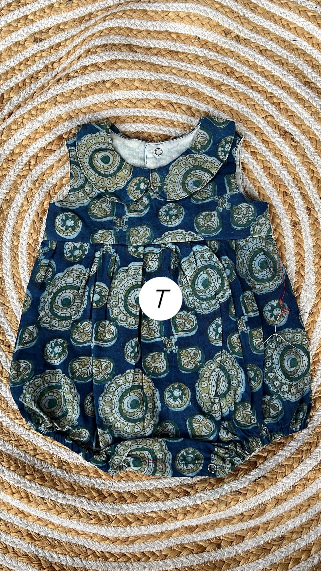 Block print romper- girls