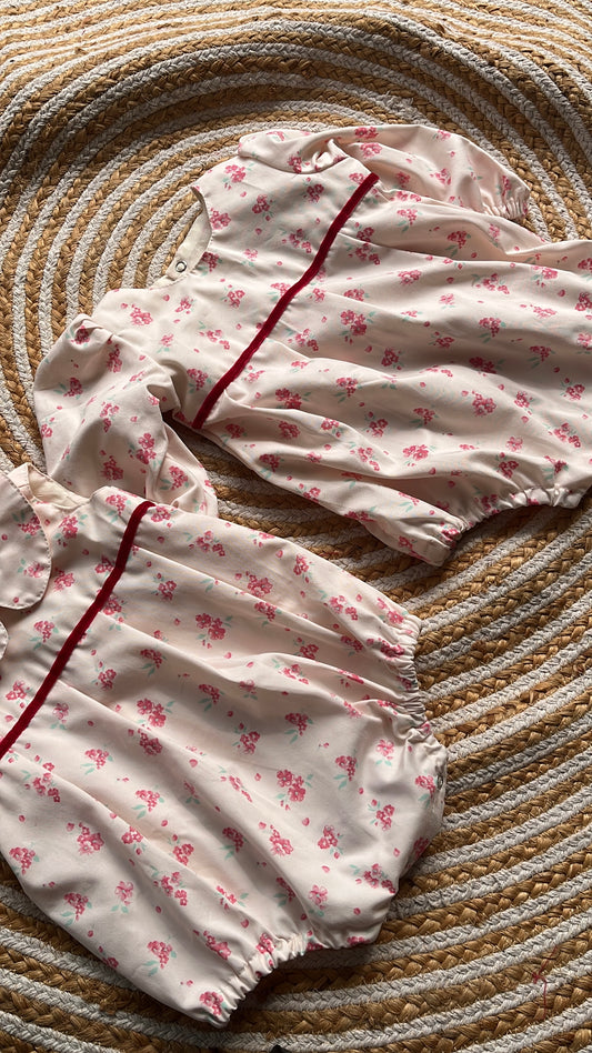 Pink floral romper -cotton