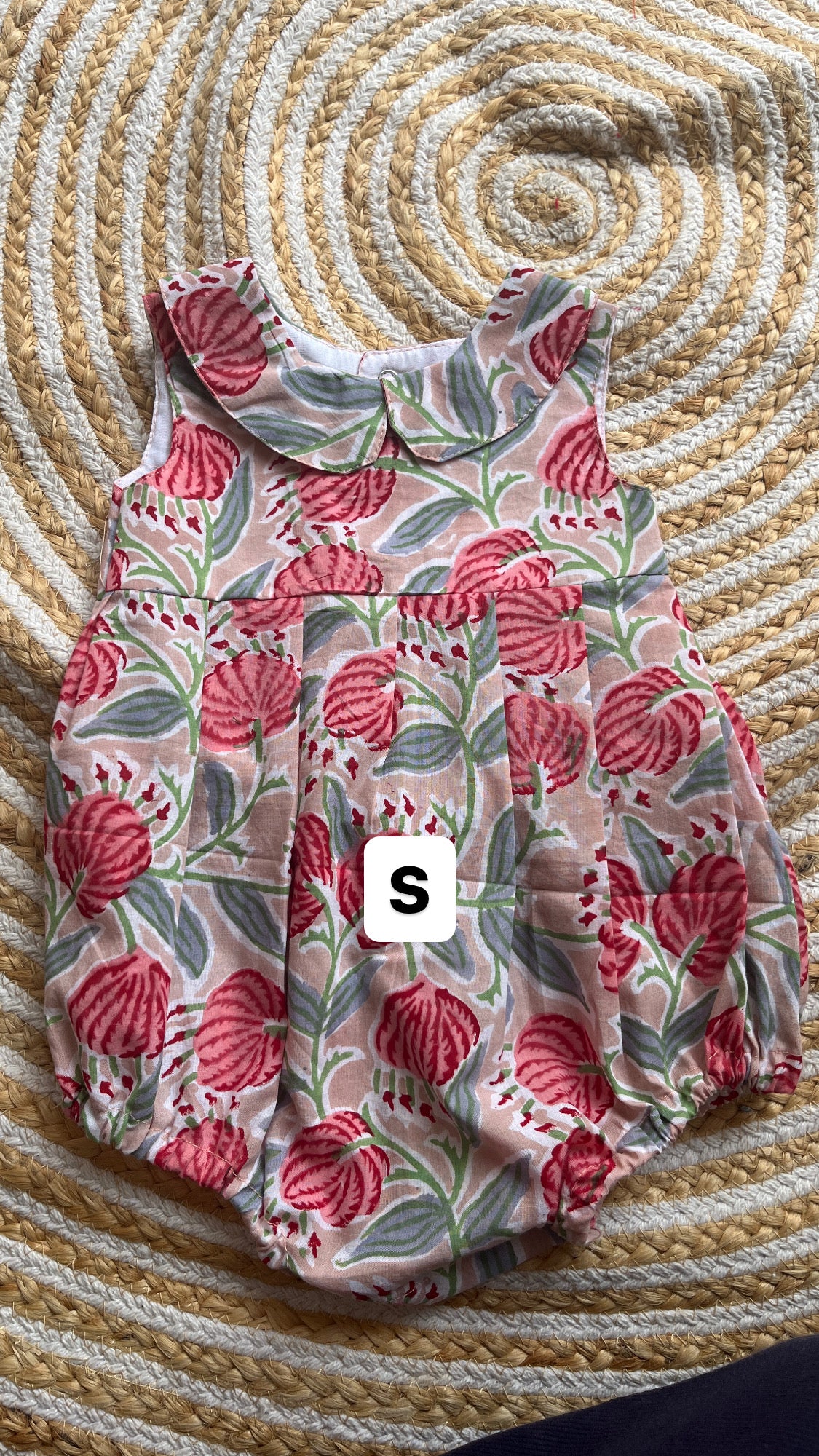 Block print romper- girls