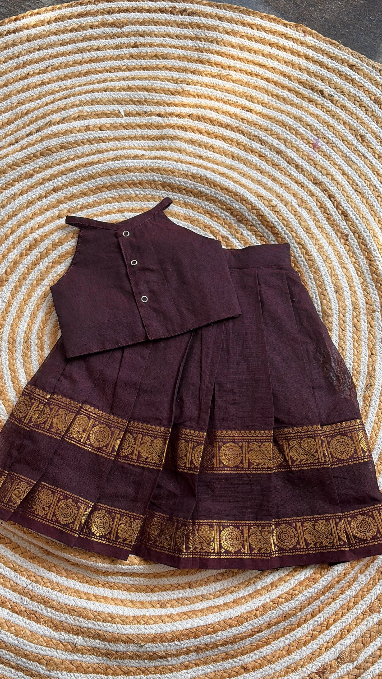 skirt and crop top - brown halter neck
