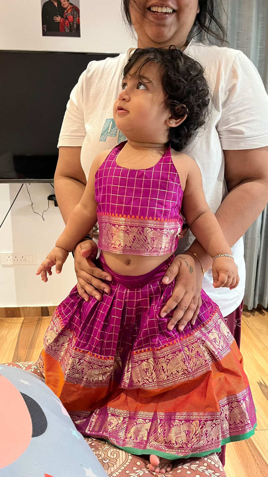 Magenta skirt and top Set( halter neck)