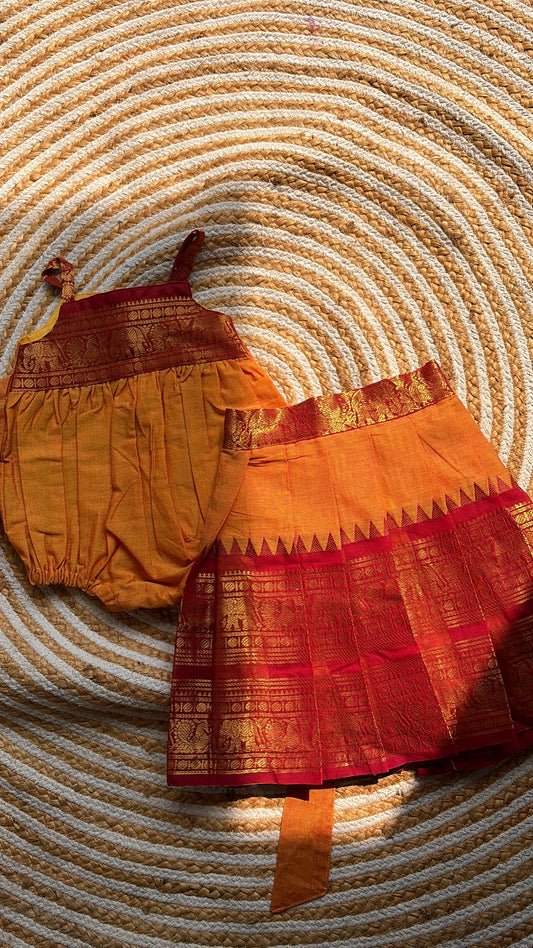 3 in one romper and skirt - yellow and red