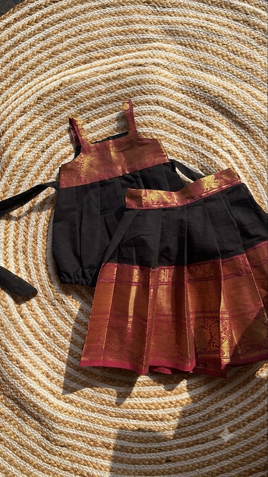 3 in one romper and skirt - black