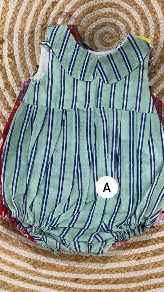 Block print romper- girls