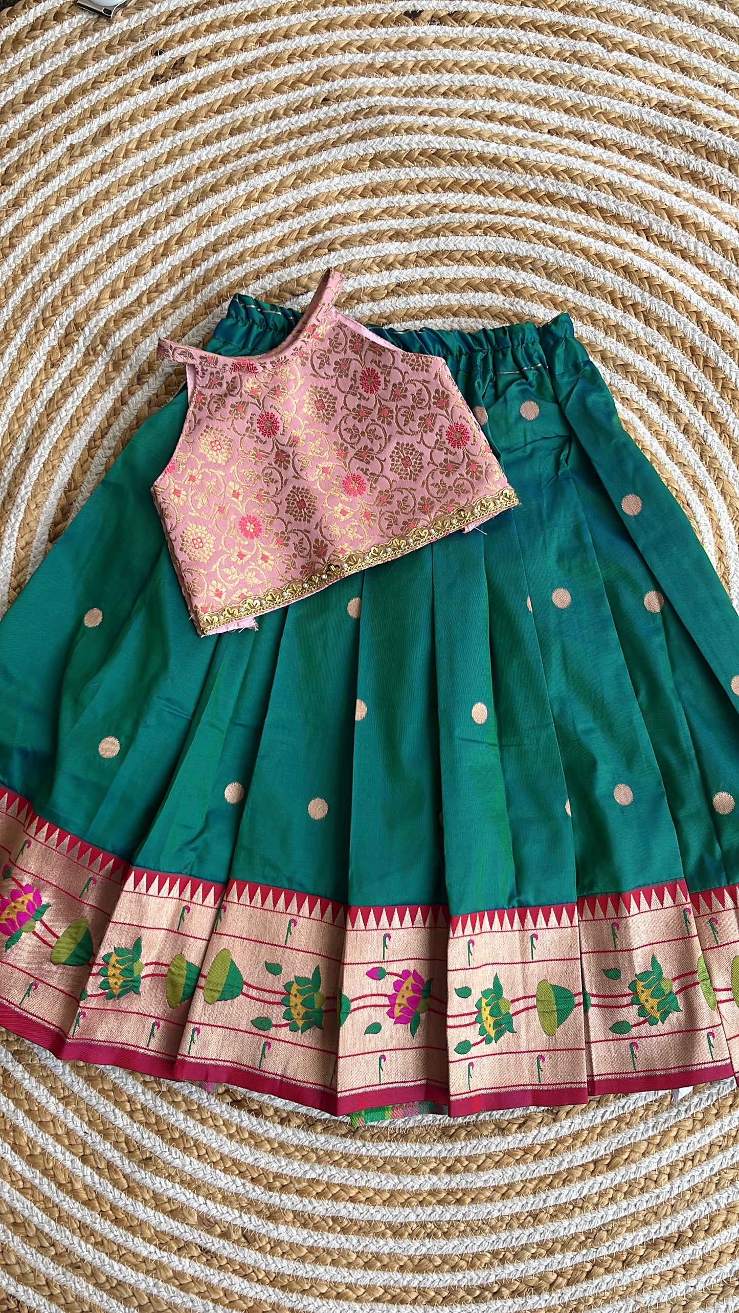 Ethnic skirt and top - peacock green