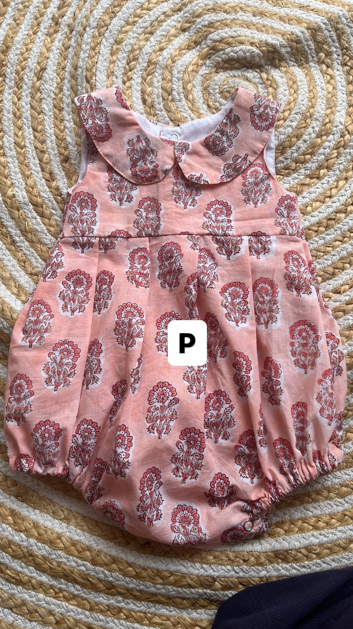 Block print romper- girls