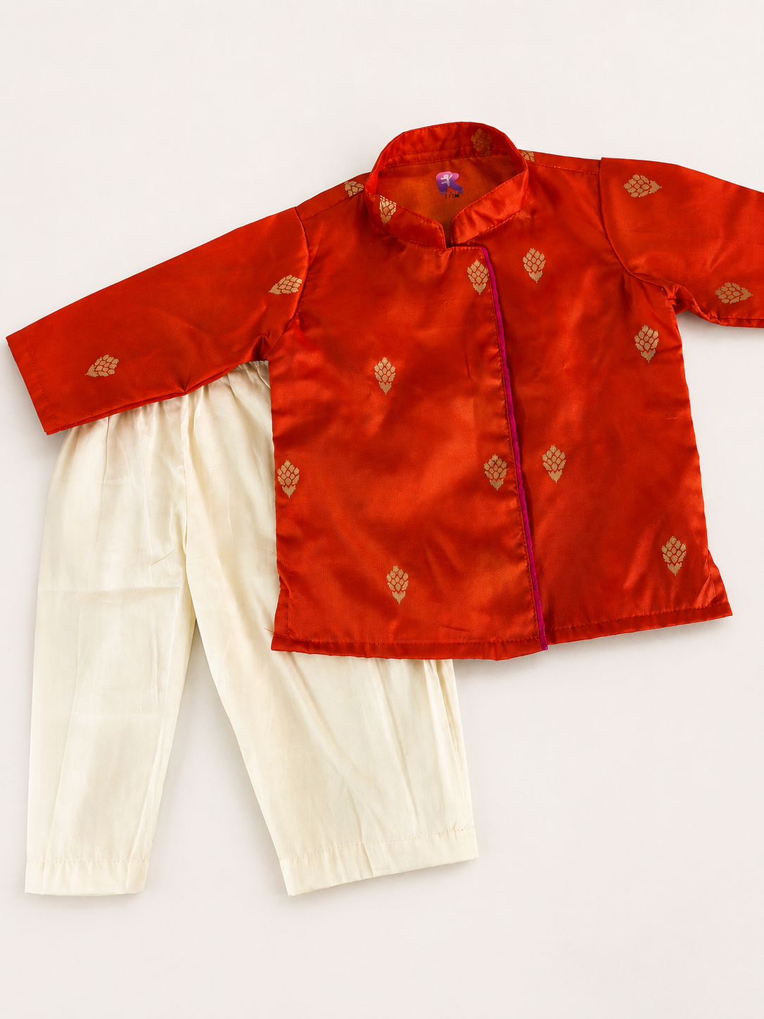 Kurtha and pant - orange and offwhite
