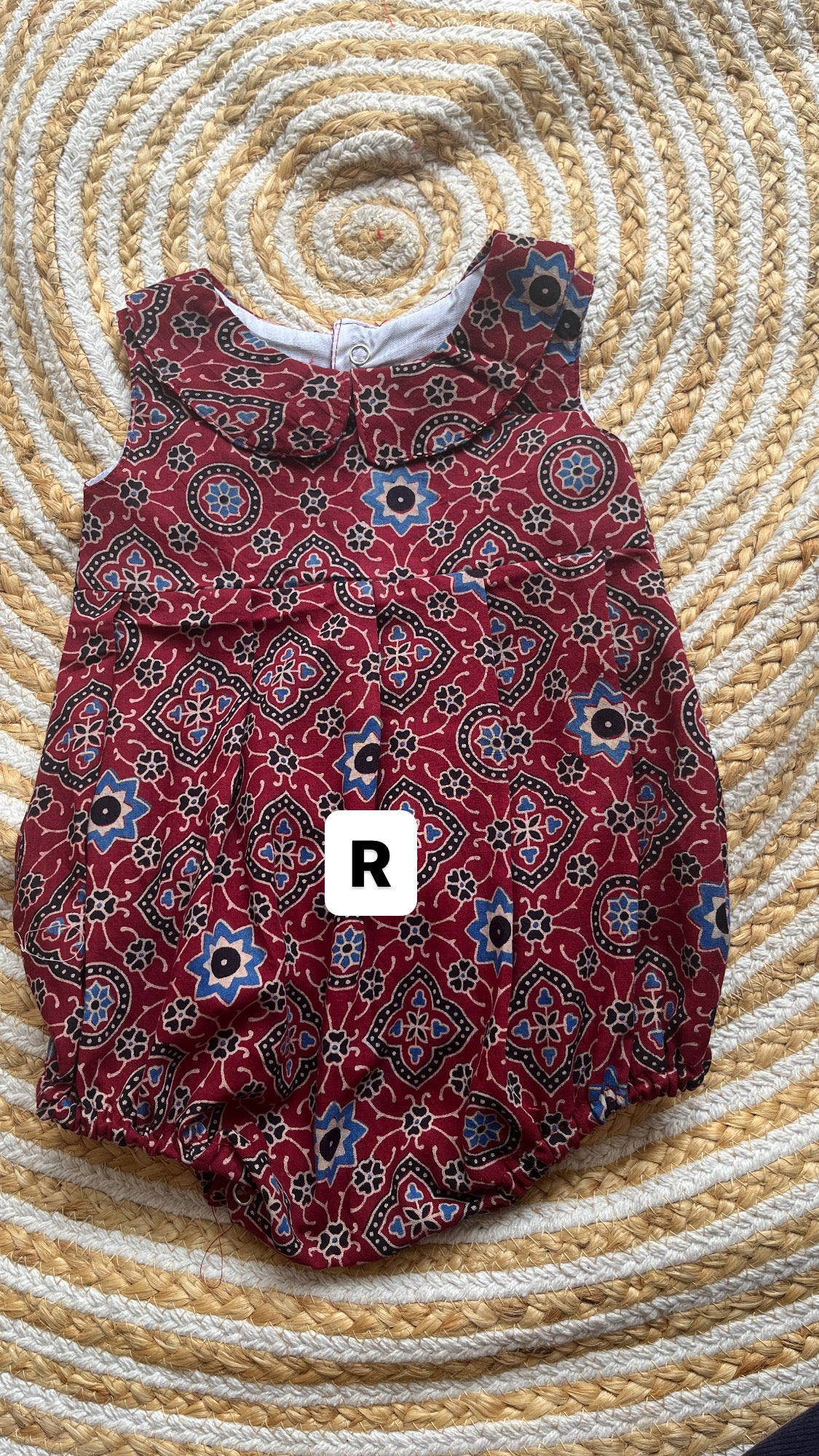 Block print romper- girls