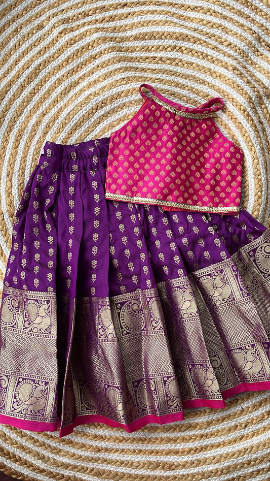 Ethnic skirt and top -purple halter neck