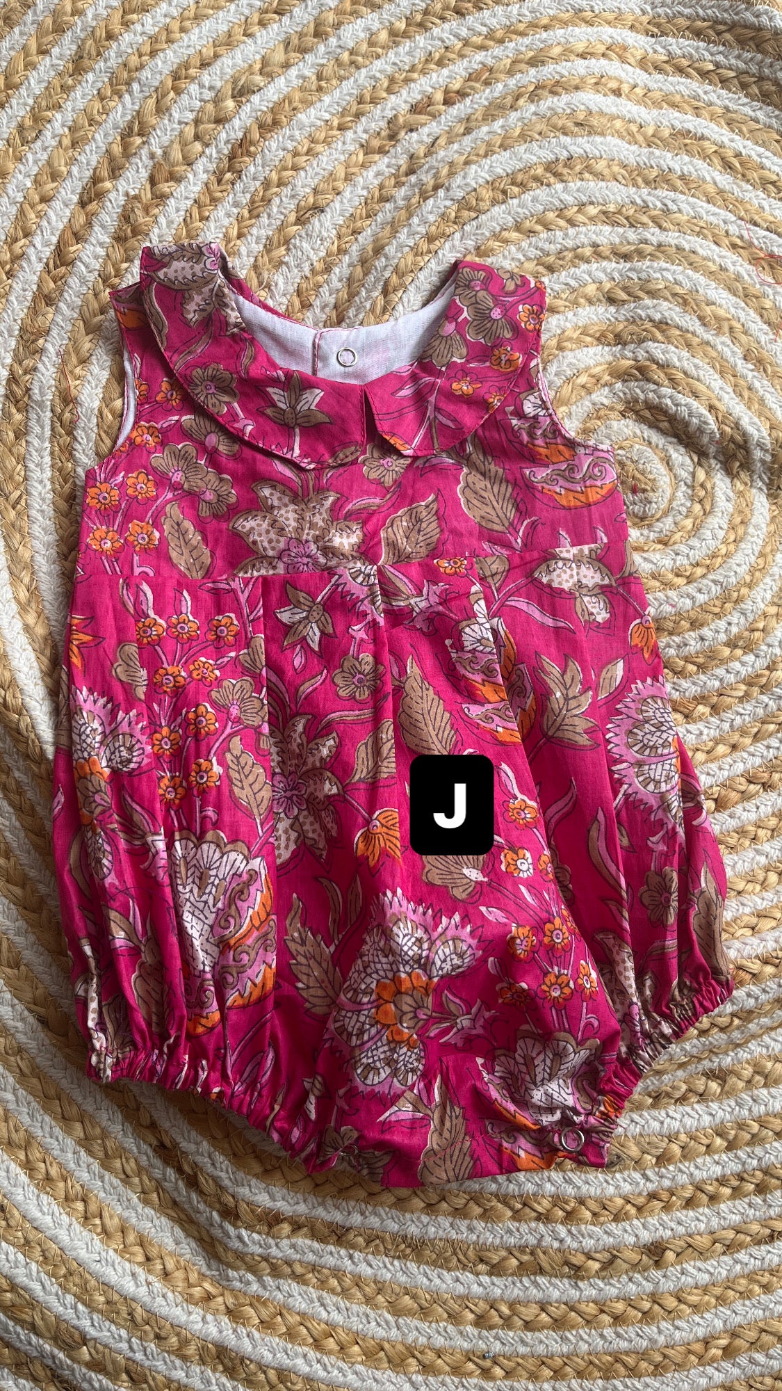 Block print romper- girls