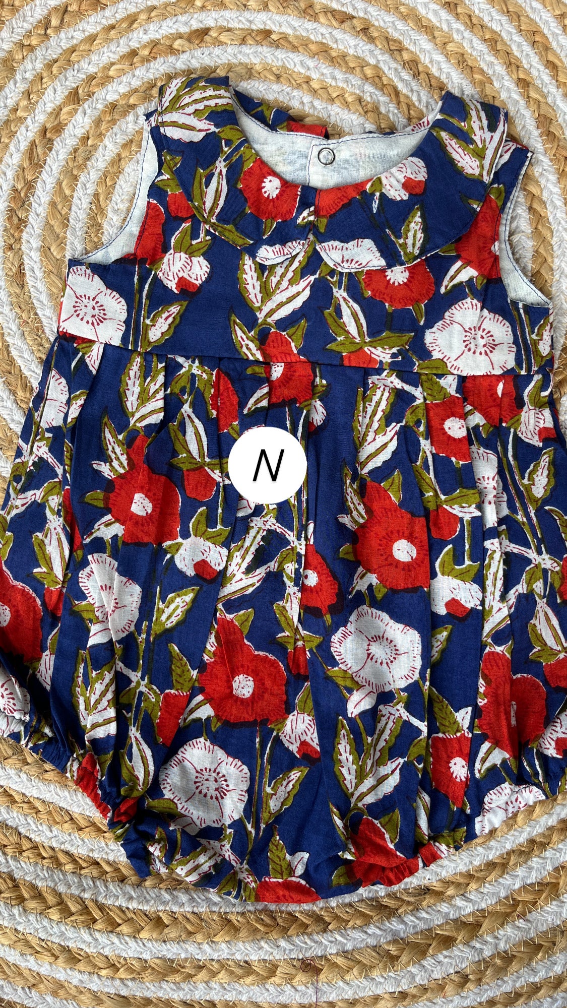 Block print romper- girls