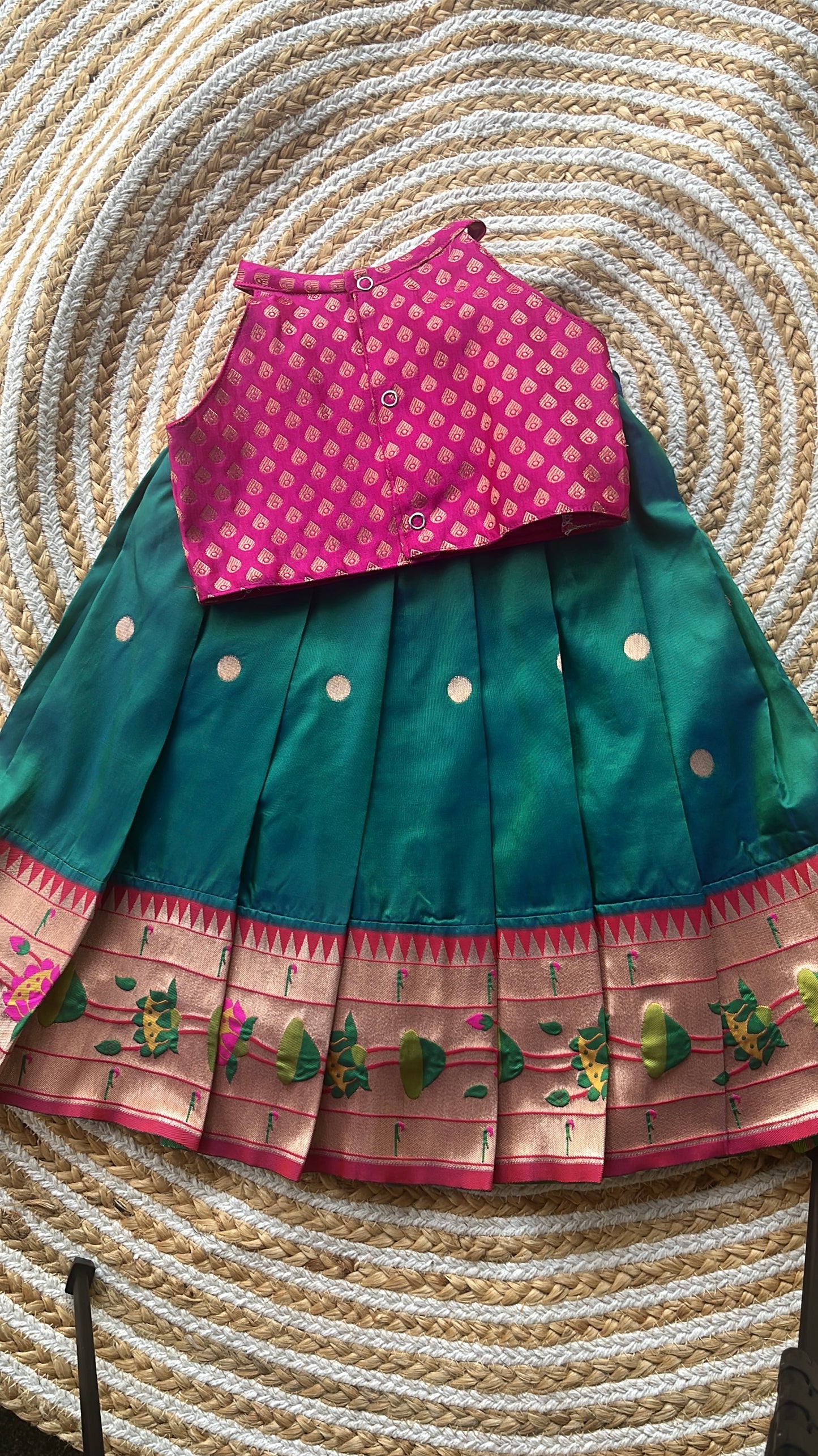 Ethnic skirt and top - peacock green