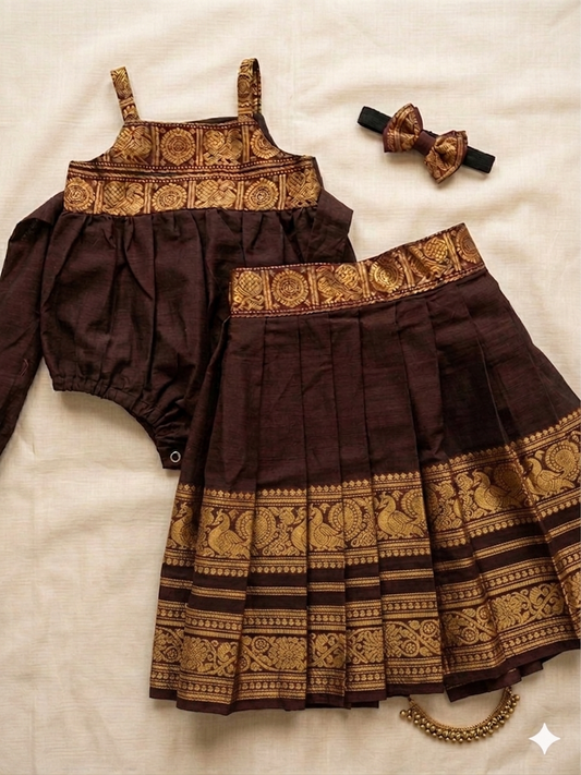 3 in one romper and skirt - brown
