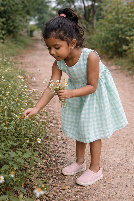 Cotton frock- BLUE CHECK