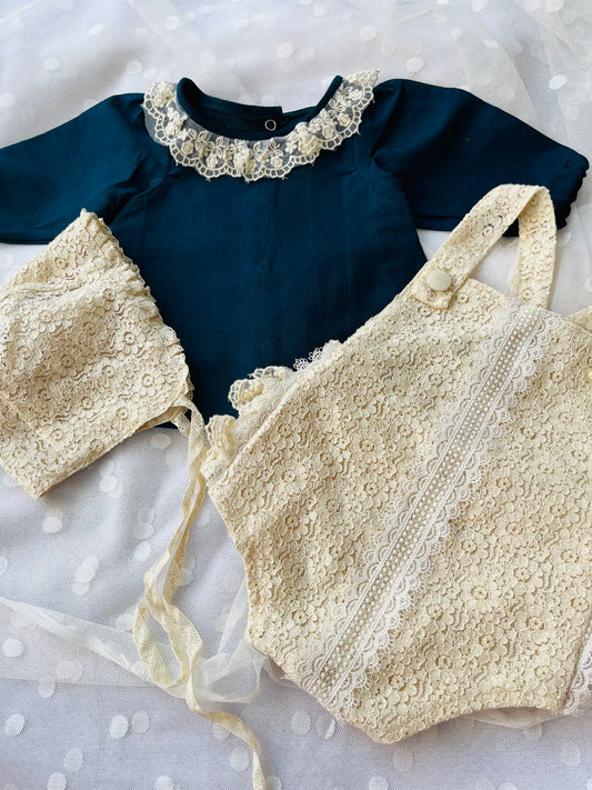 Lace drama romper set