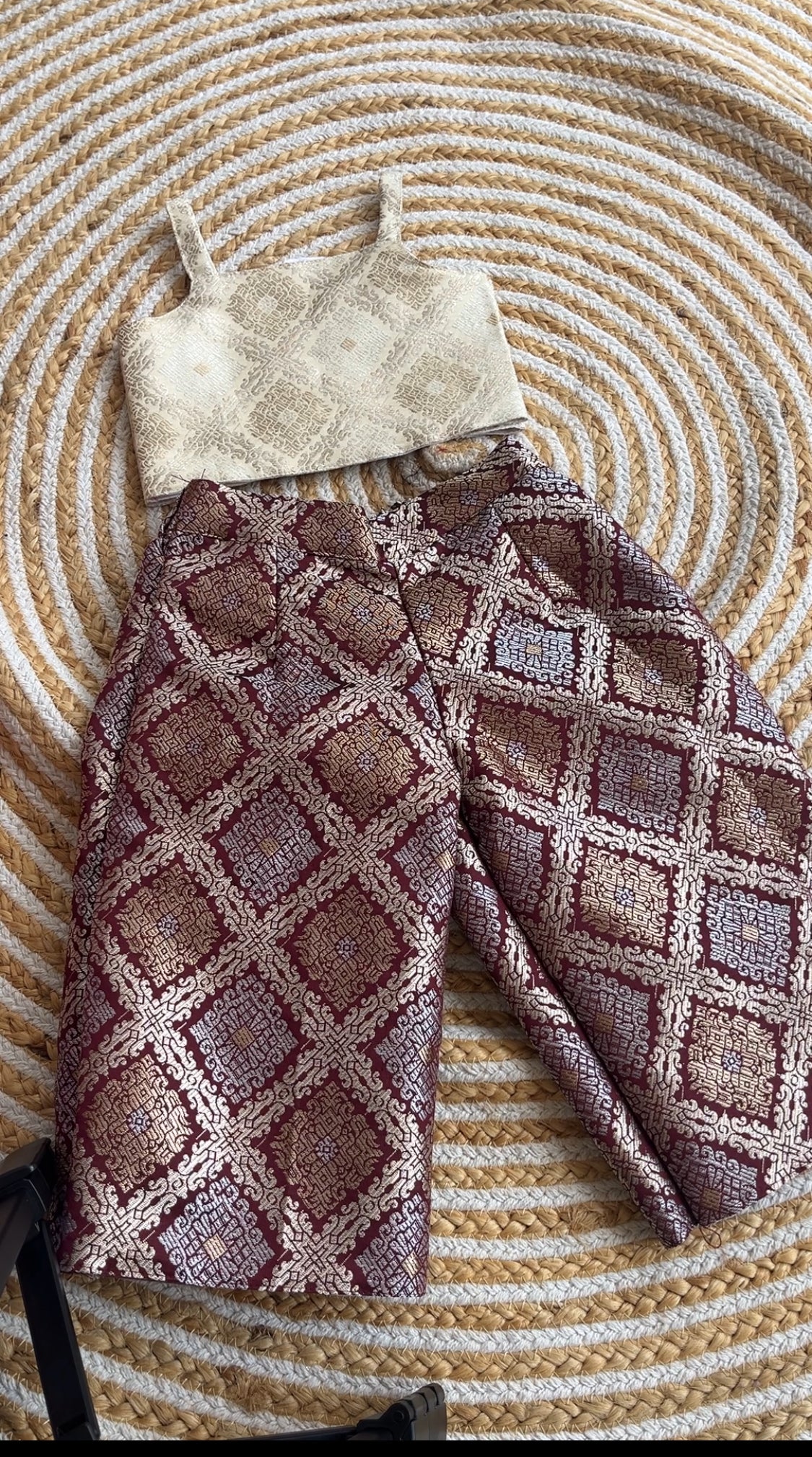 Brocade pant and top set (sleeveless top )