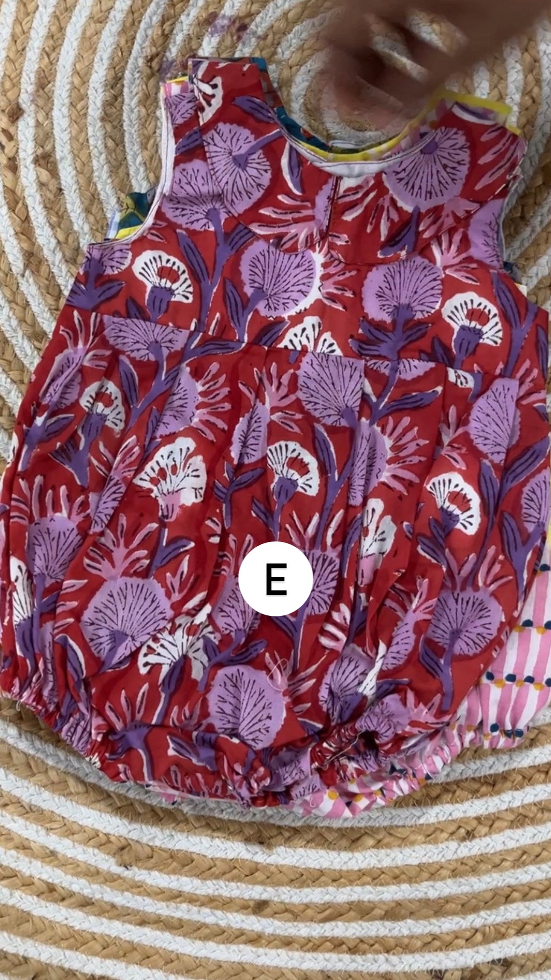 Block print romper- girls