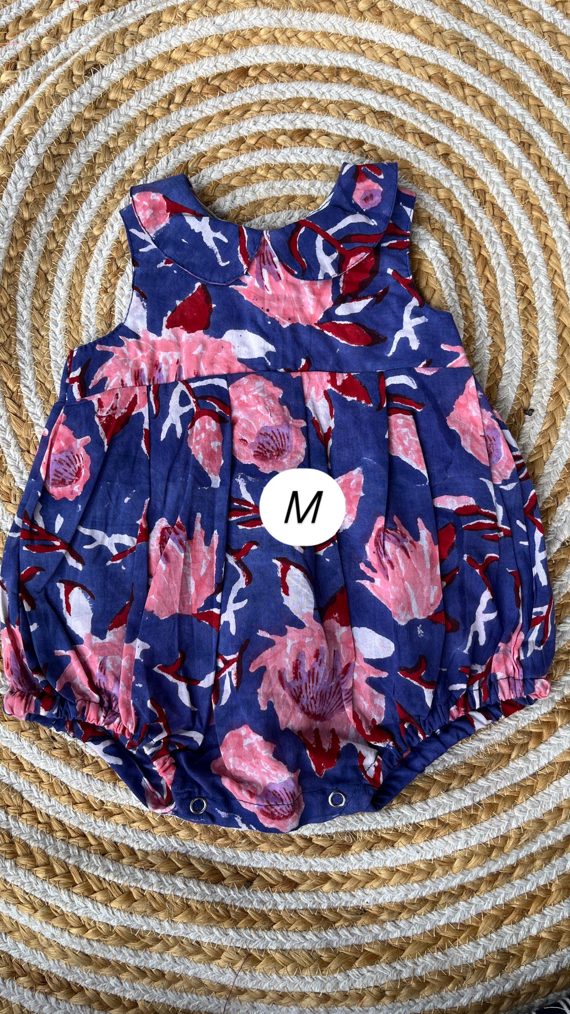 Block print romper- girls