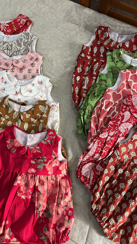 Block print romper-girls