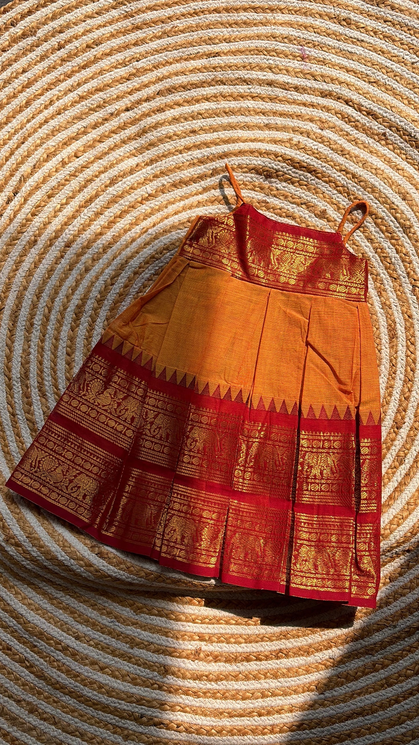 Yellow and red frock- cotton noodle strap