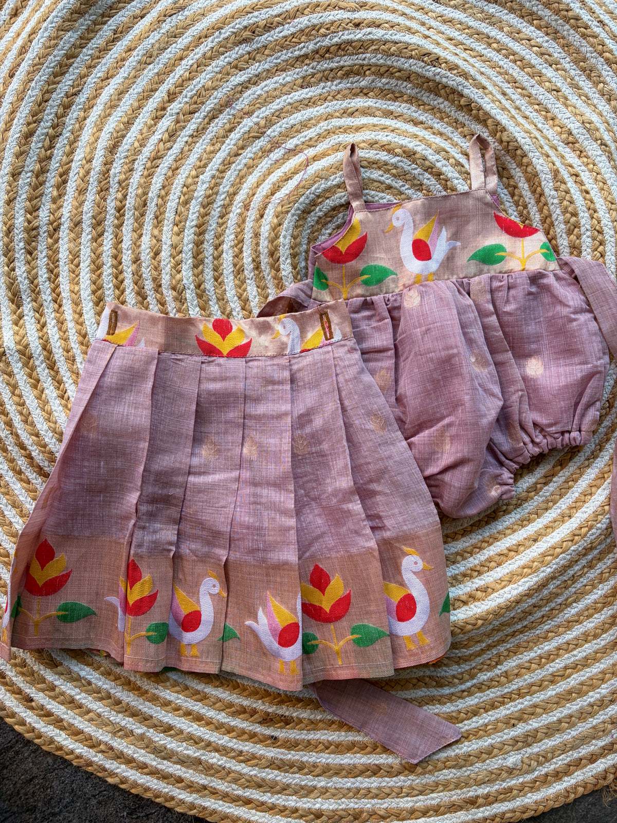 3 in one romper and skirt -onion pink