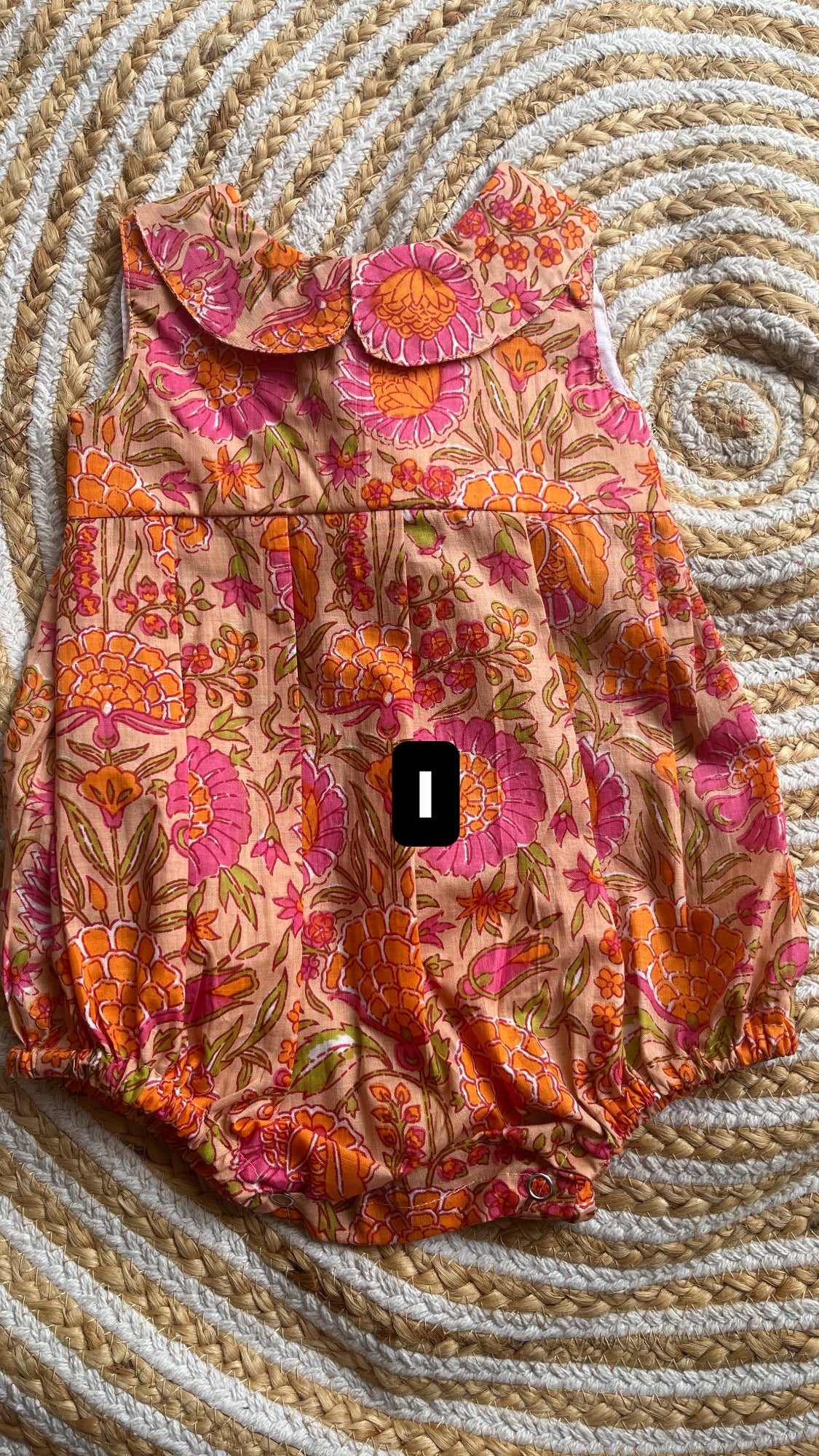 Block print romper- girls