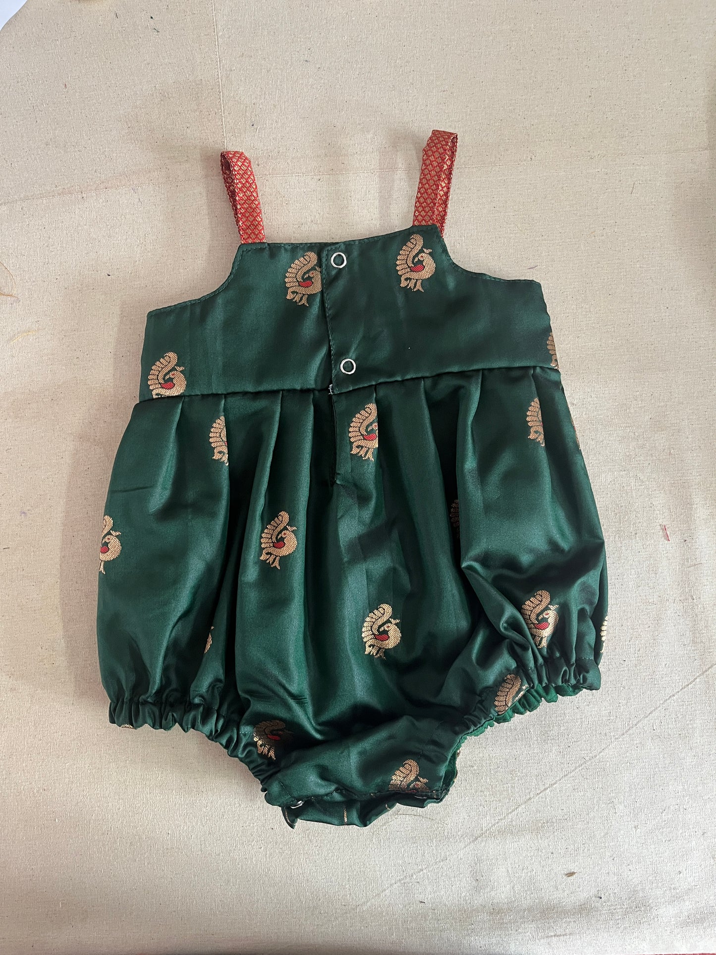 Green romper -silk