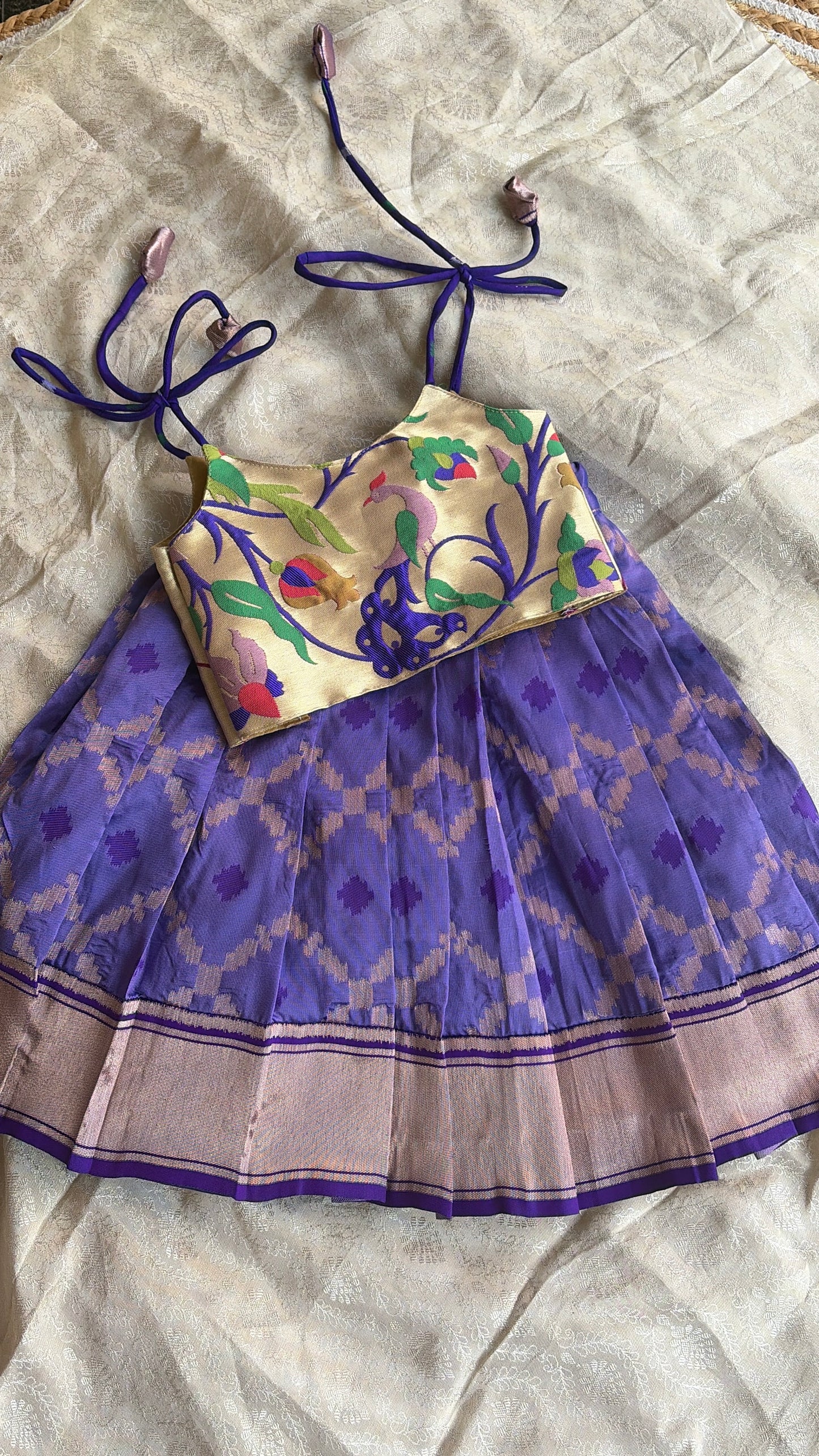 Lilac and gold skirt and crop top Set