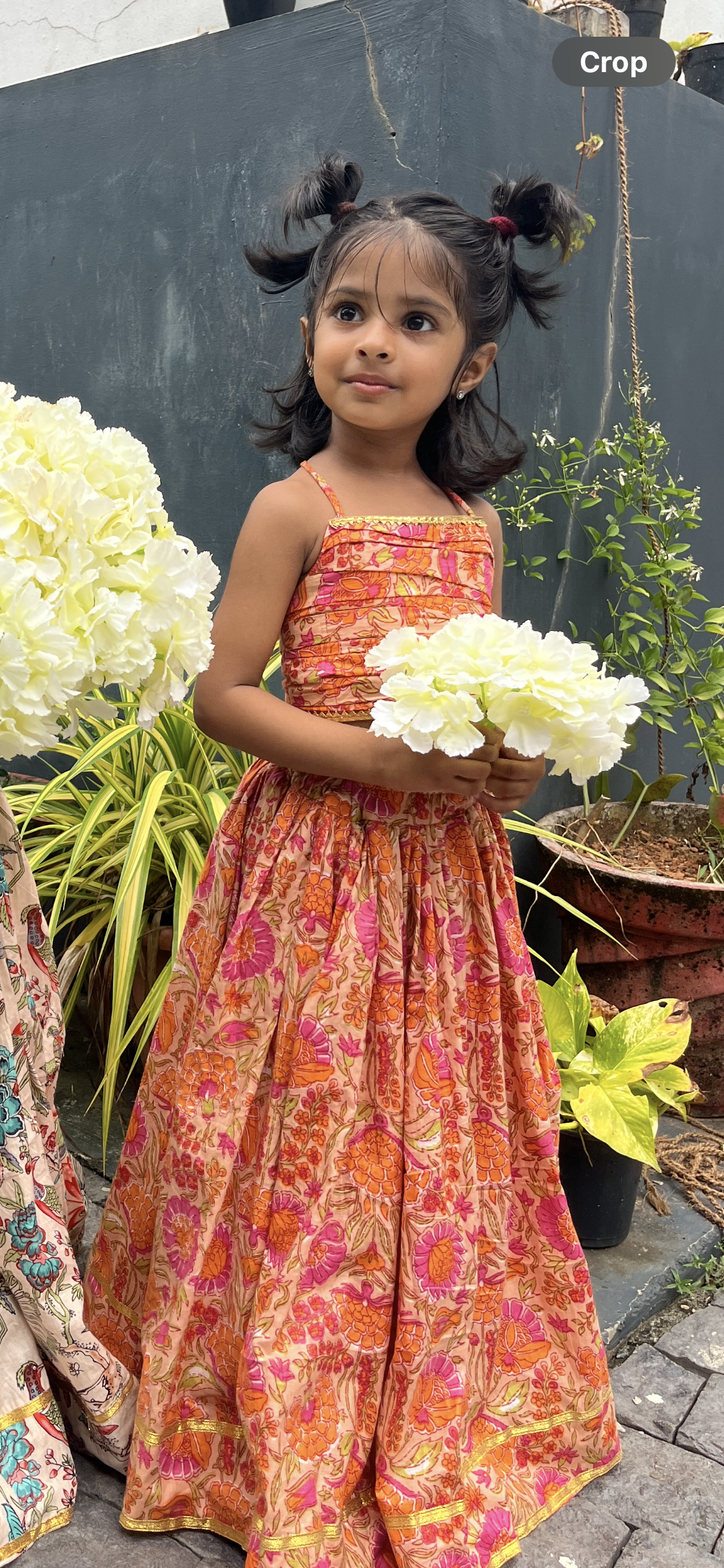 Ethnic cotton skirt and top- orange floral