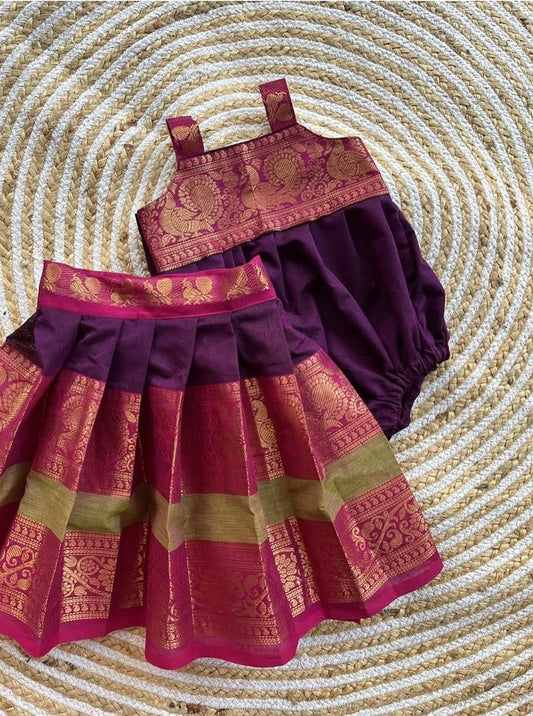 3 in one romper and skirt - pink and purple