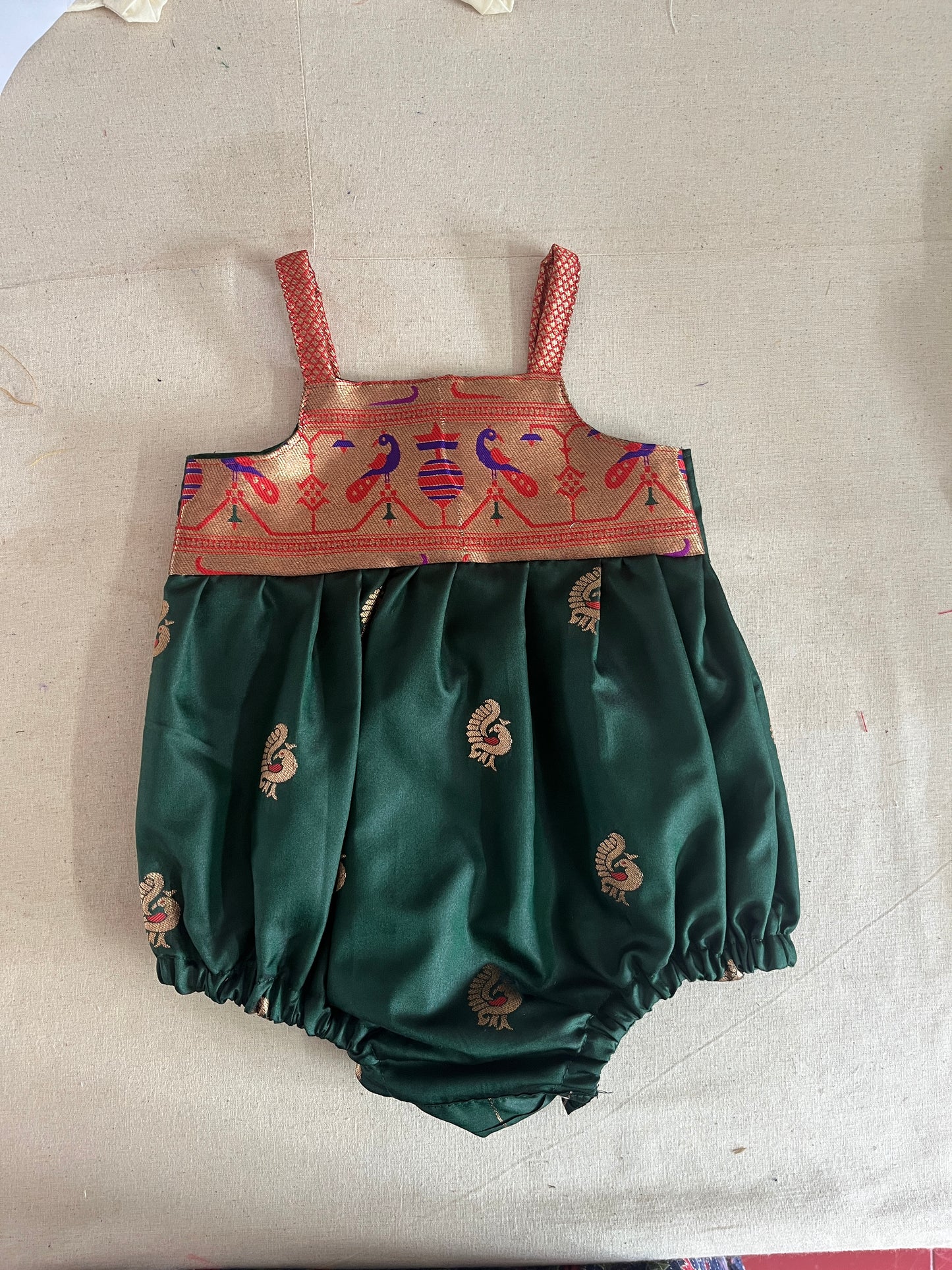 Green romper -silk