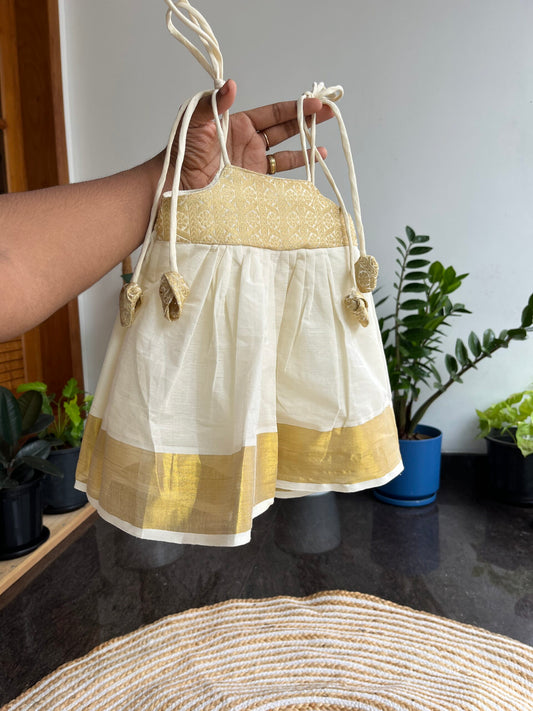 Golden brocade frock ( onam collection)