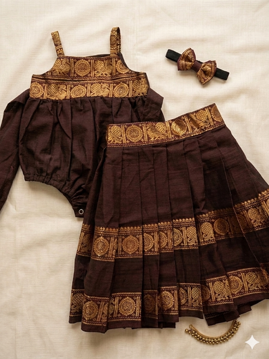 3 in one romper and skirt - brown
