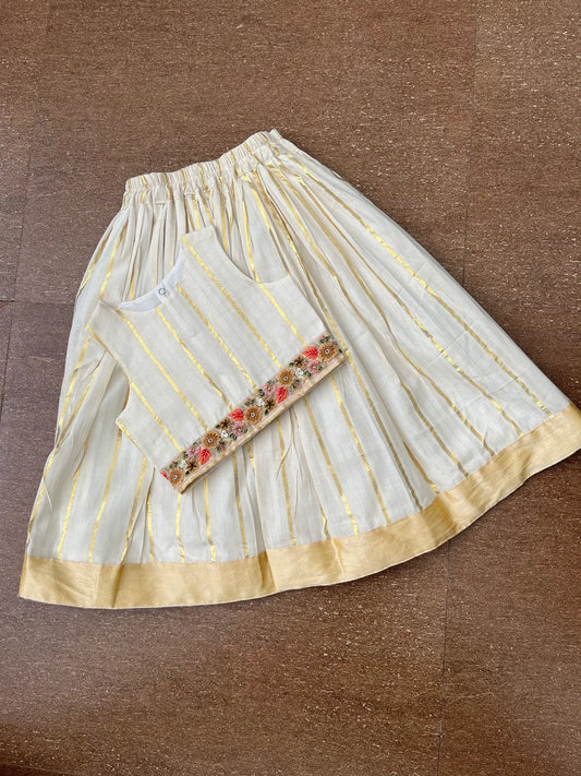 (Ethnic skirt and top- cream Onakodi