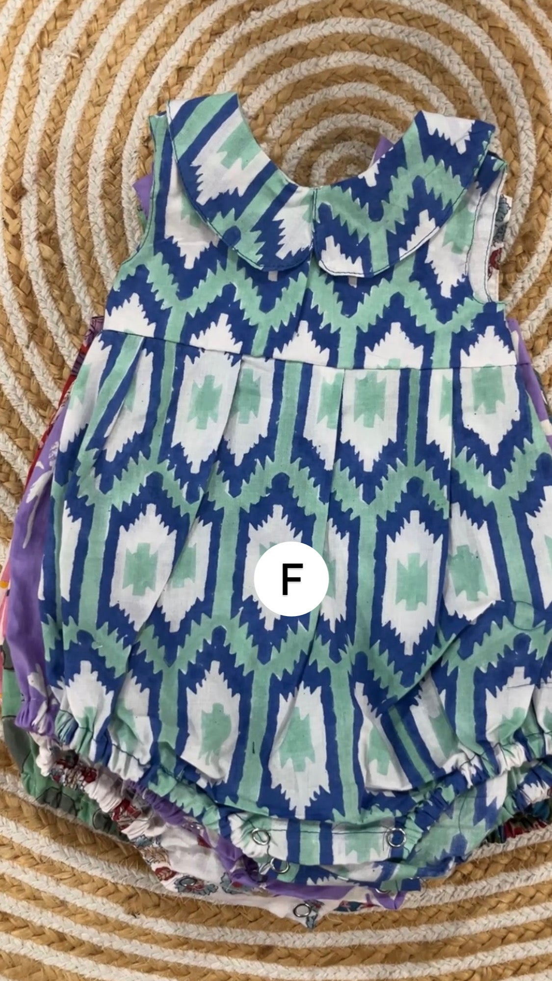 Block print romper- girls