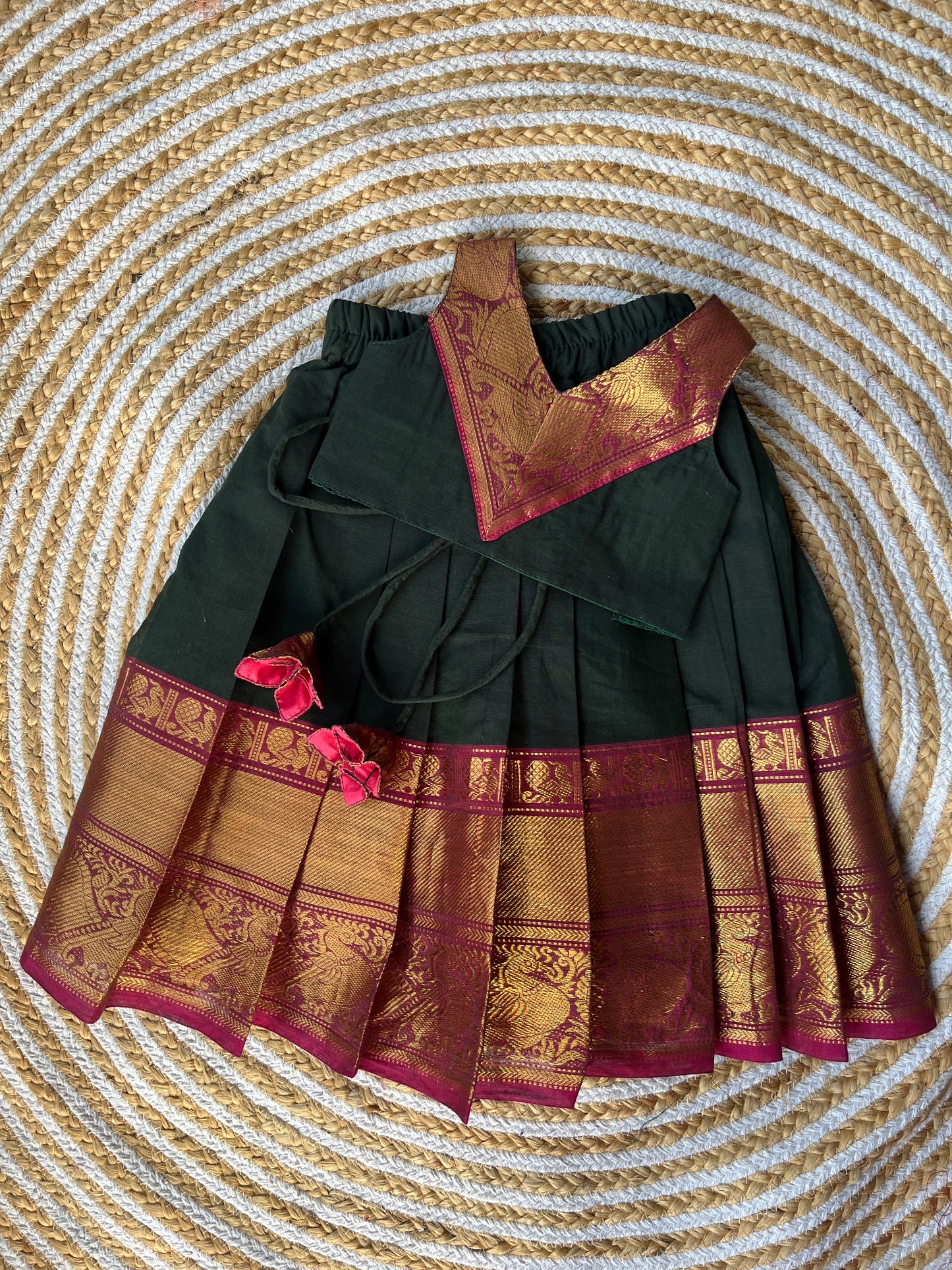 Bottle green skirt and top ( cotton)