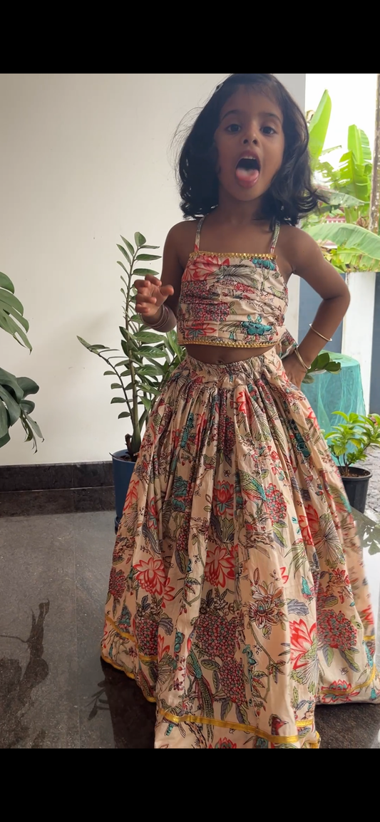 skirt and top- cream floral