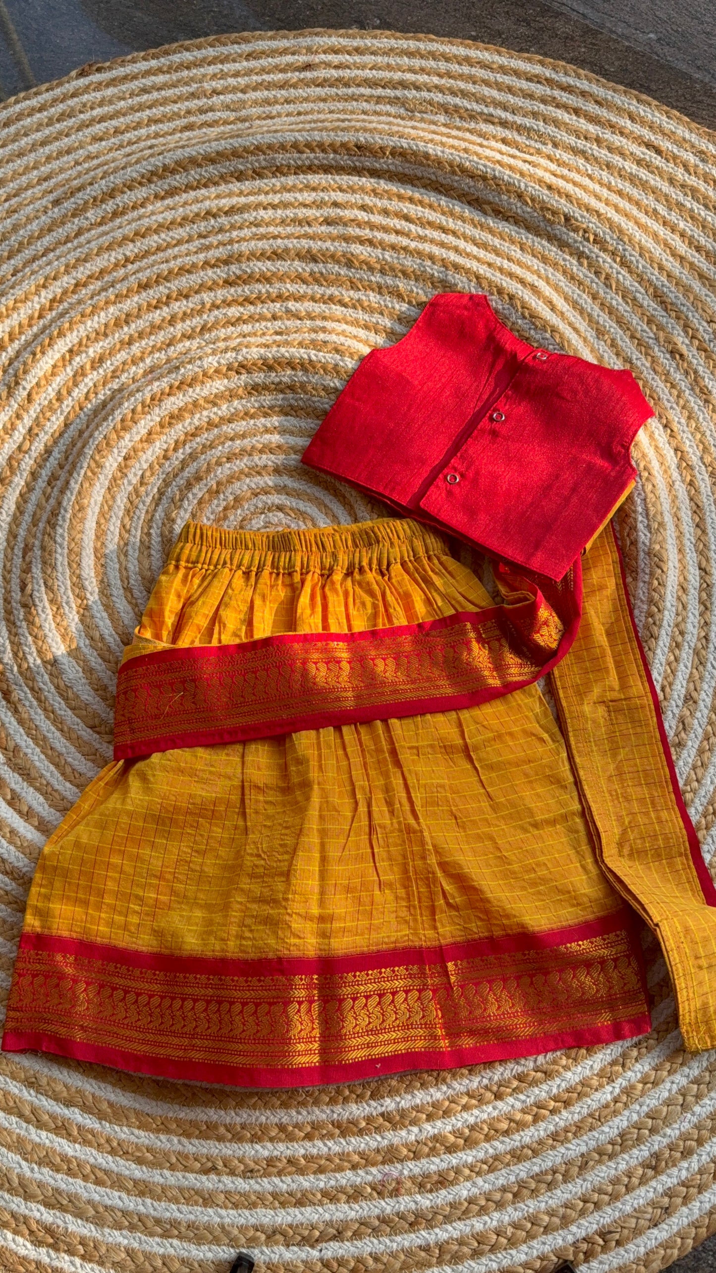 Pre pleated Saree-yellow 0-5 years