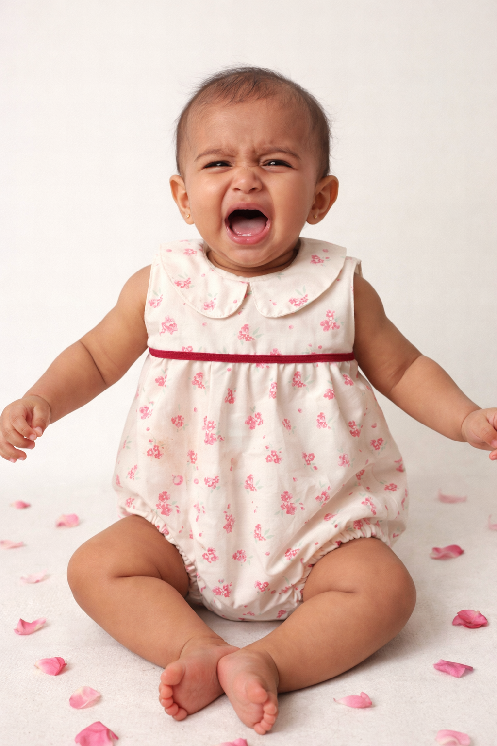 Pink floral romper -cotton