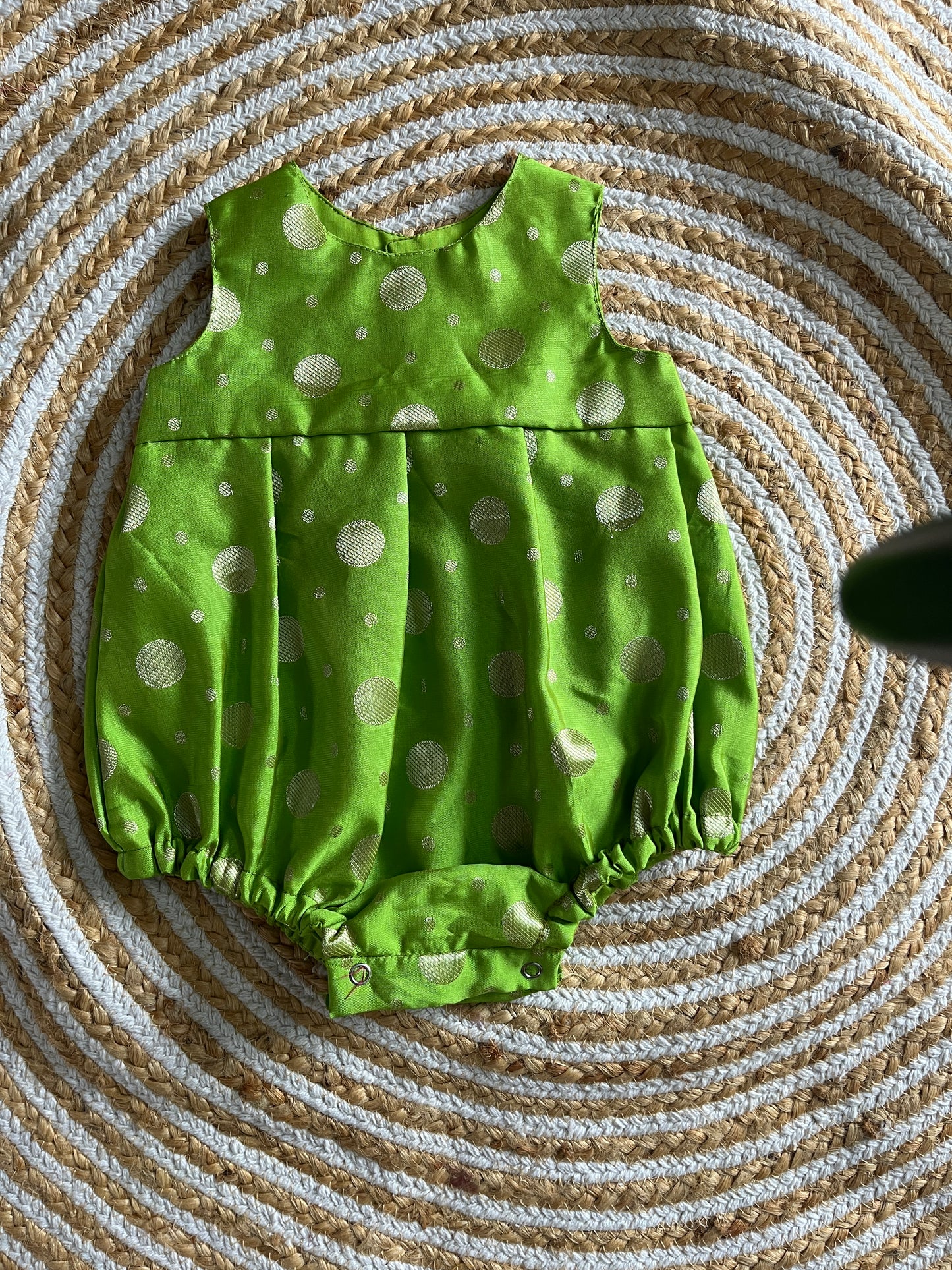 Parrot green silk romper