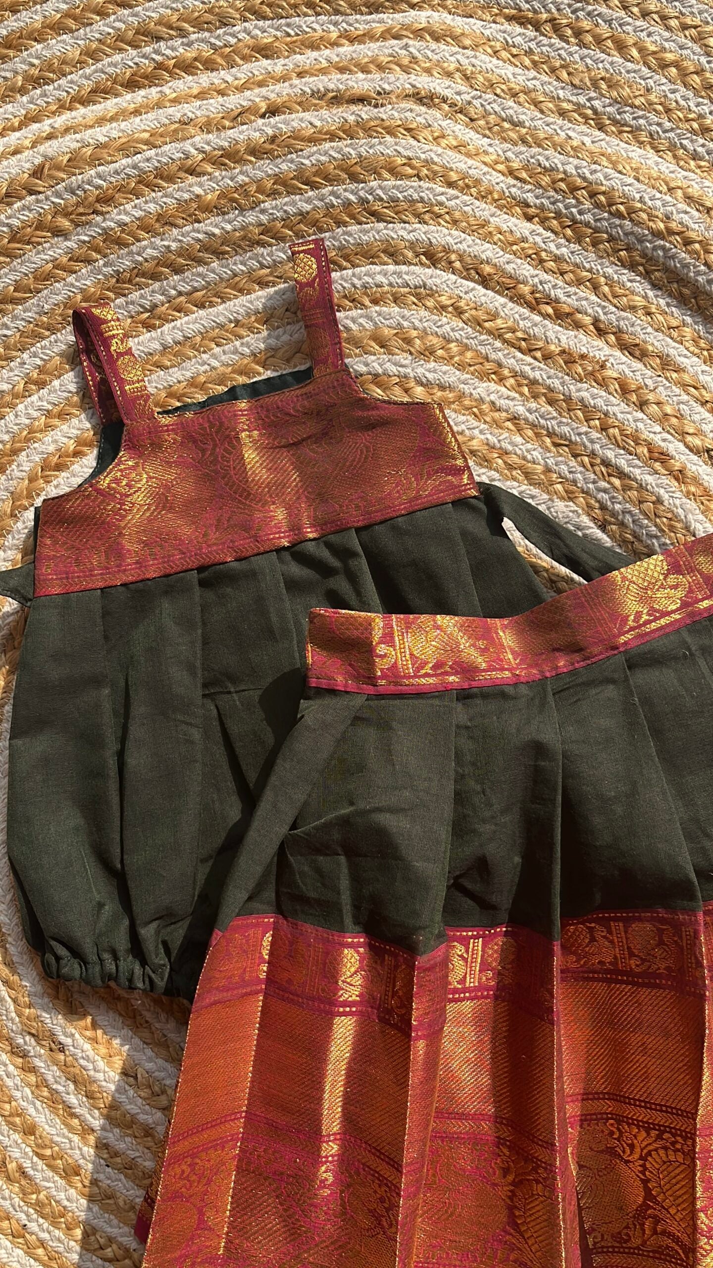 3 in one romper and skirt - bottle green