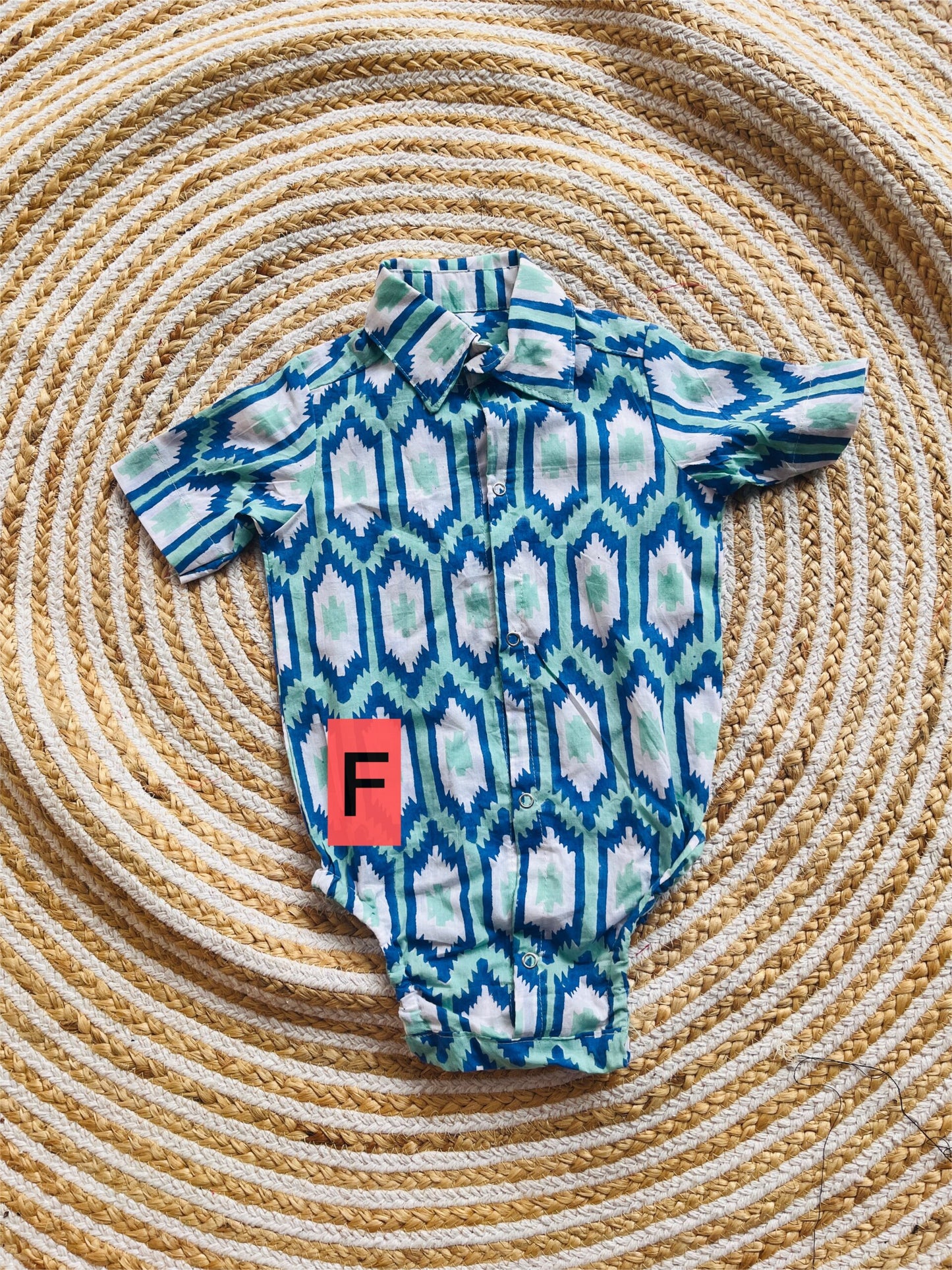 Block print unisex romper