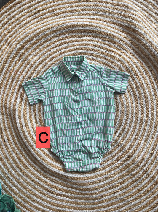 Block print unisex romper