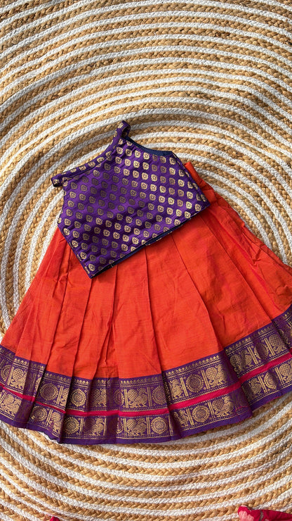 Skirt and crop top- orange and violet