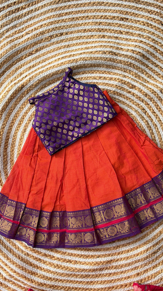 Skirt and crop top- orange and violet