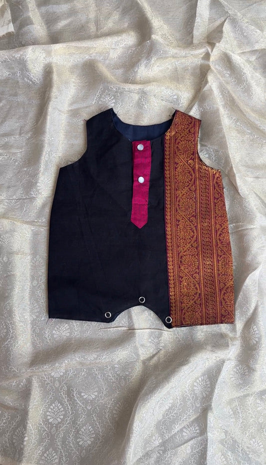 Ethnic Boys romper -black