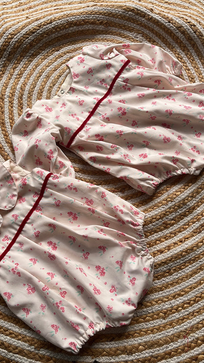 Pink floral romper -cotton