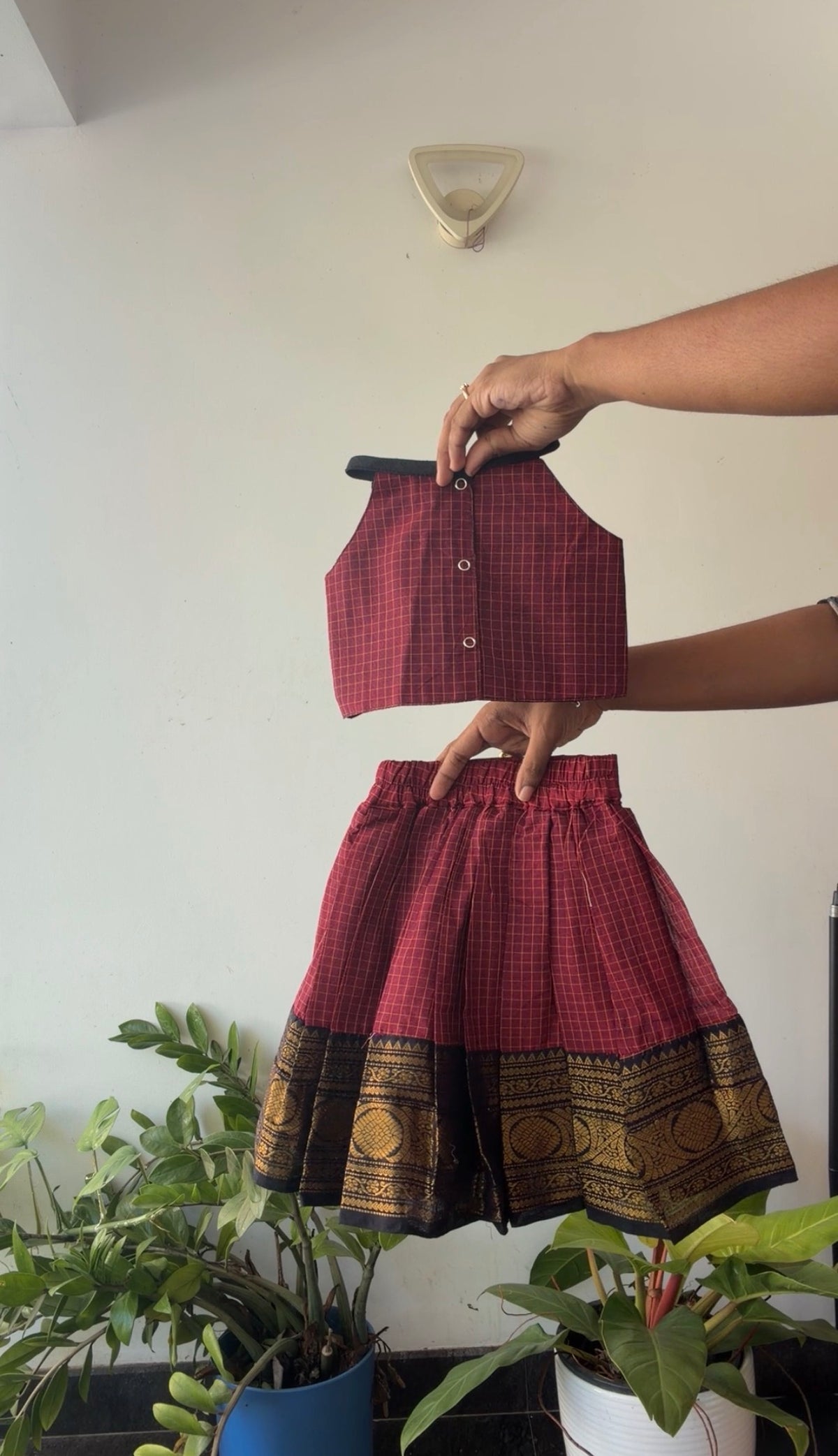 Skirt and crop top- burgundy