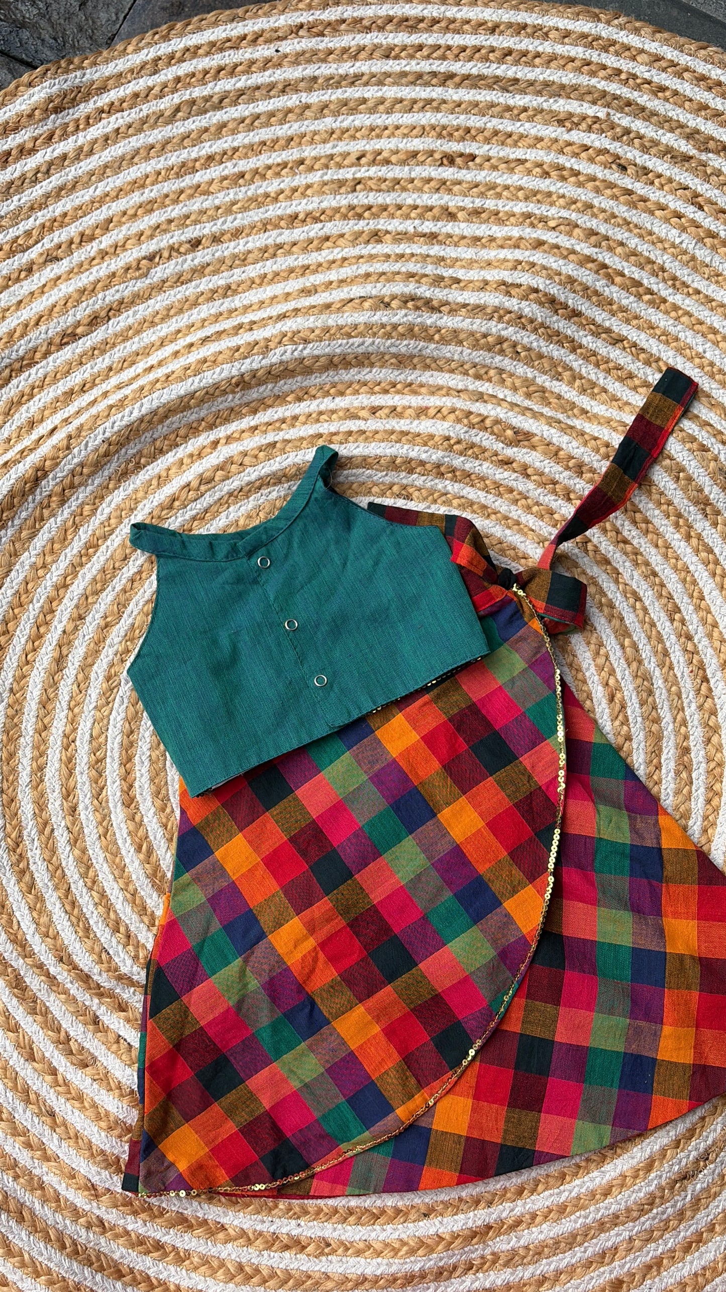 Skirt and crop top- madras kattam